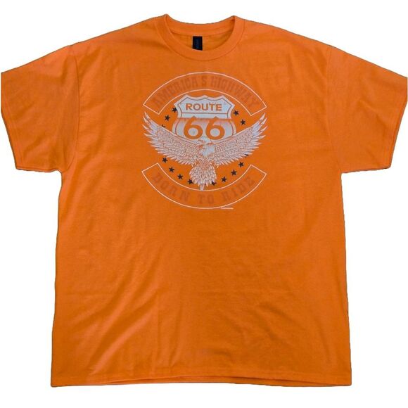 NEW Men’s XL Route 66 “Born to Ride” Graphic Tee – Orange - Picture 1 of 3